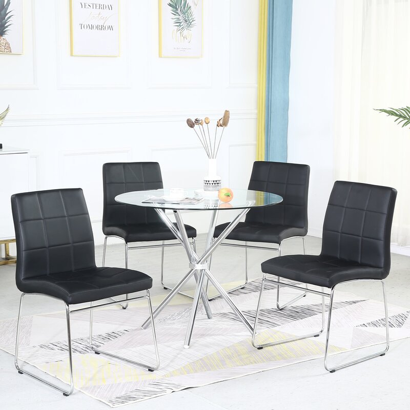 mesa de comedor de vidrio mesa de comedor de exportación de Amazon mesa de vidrio temperado de lujo mesa de comedor de alta calidad