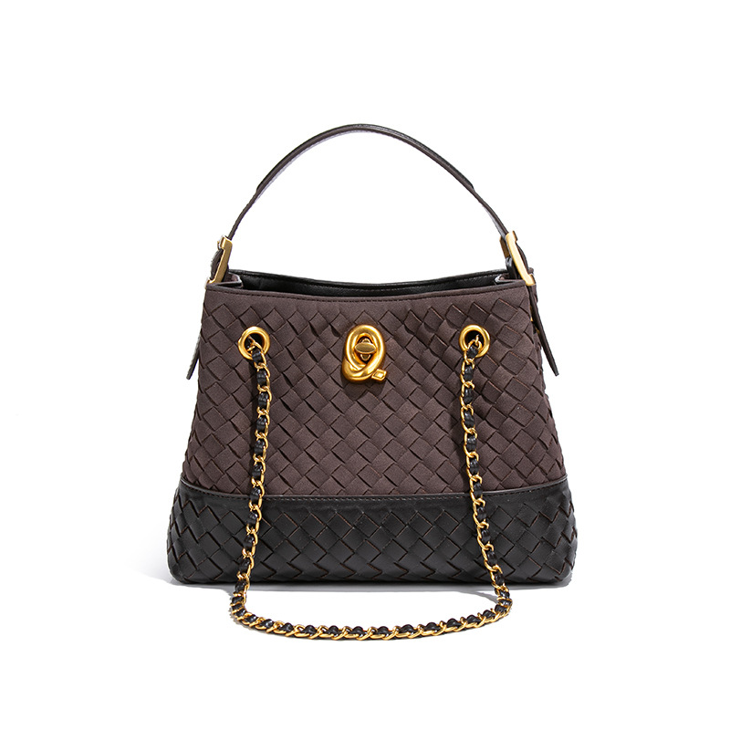 2025 New Women's Suede Small Fragrant Travel Bag, Shoulder Bag, Hand-Woven Bucket Bag - Thumbnail 7