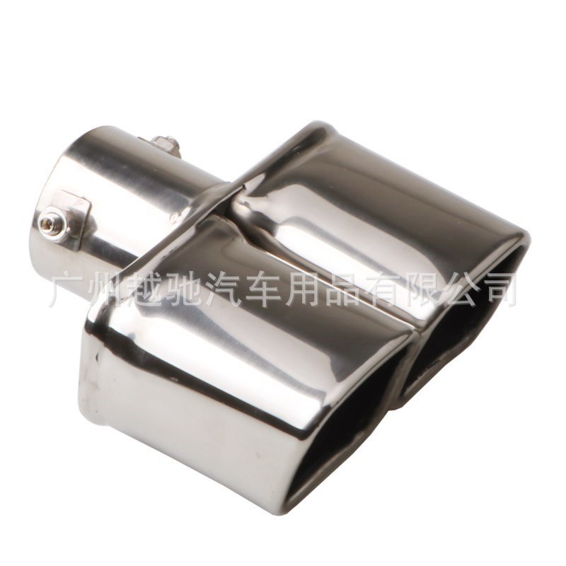 Tubo de escape de la garganta de la cola del coche doble salida un minuto dos doble fila una salida dos garganta de la cola cuadrado de la garganta de la cola cuadrado boca de la cola de la hornada Azul