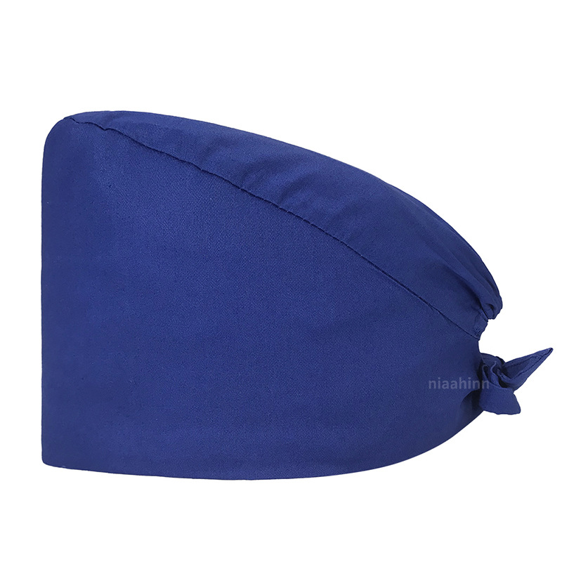 Gorro de Médico de Color Sólido en Poliéster y Algodón, Gorro Médico con Bordado de ECG, Gorro de Trabajo para Cola de Caballo Corta, Gorro Floral en Stock