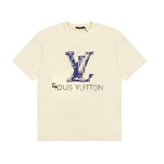 クロスボーダーVヘビーウェイト高品質夏メンズシンプルトレンドブランドプリント綿100%カジュアル半袖Tシャツ