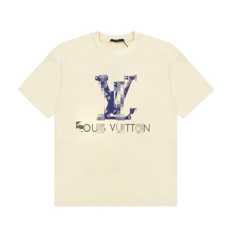 Cross-Border V Heavyweight High-Quality Summer Men's Simple Trendy Brand Printed 100% Cotton Casual Short-Sleeved T-Shirt