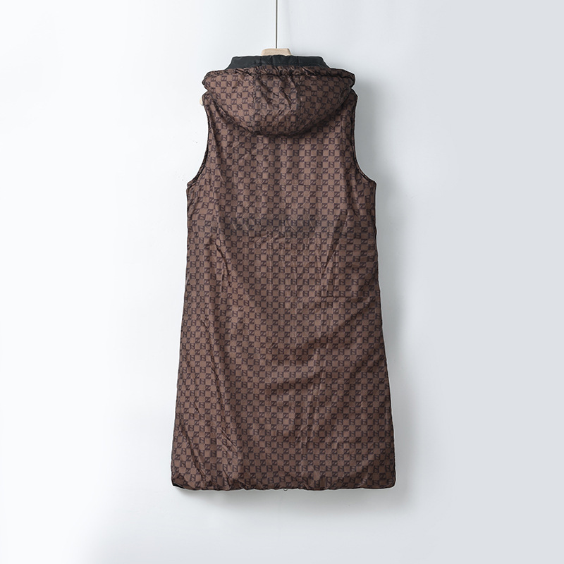 Cappotto gilet in cotone double face da donna – Piumino lungo e sottile invernale coreano, caldo capospalla reversibile (nero/bianco sporco/marrone/cachi, L-XXXL)_voghion.com