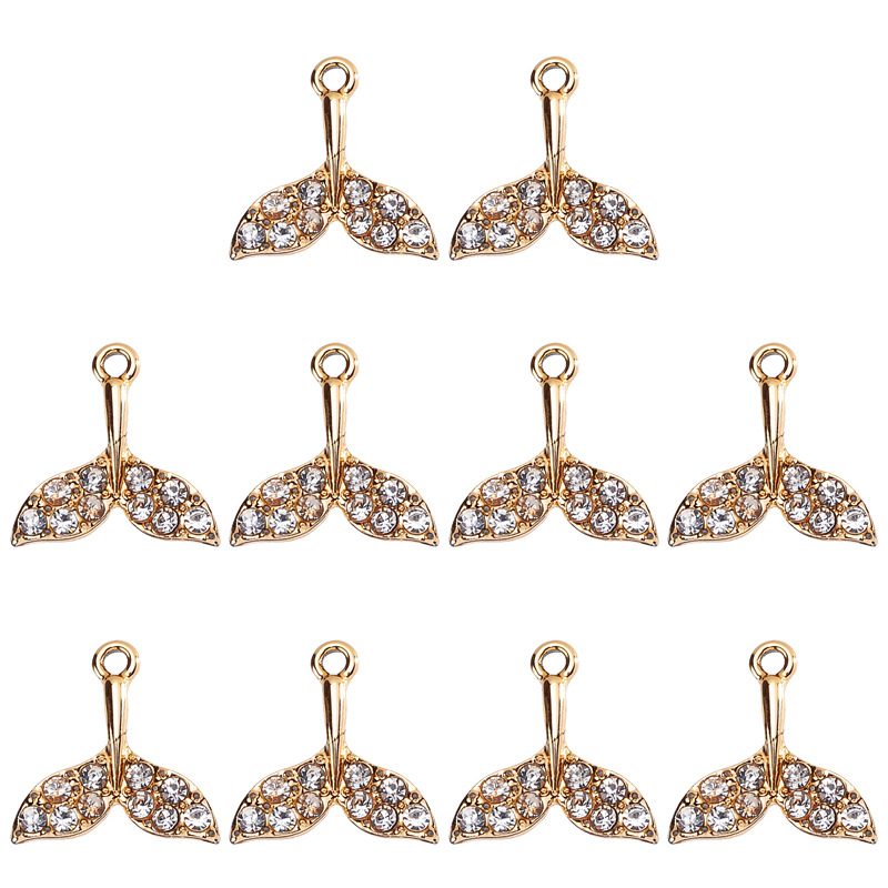 20 PCS/Package 15 * 16mm 18 * 15mm Alloy Rhinestones Planet Fish Tail Polished Pendant display picture 4