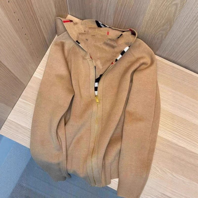 Ready Stock Wholesale Nanyou Haute Couture 25 Autumn/Winter New Hooded Sweater Knitted Cardigan Plaid Zipper Unisex Style