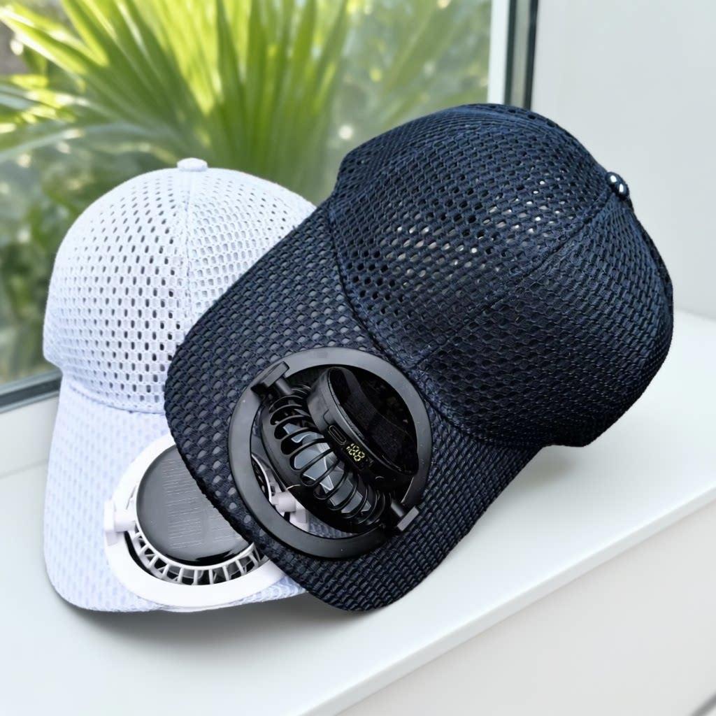 Solar Powered Digital Display Fan Breathable Mesh Baseball Cap Long Brimmed Sunshade For Men And Women Outdoor Hiking And Travel Sun Protection_voghion.com