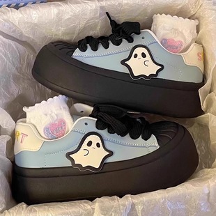 High-Looking Trendy Sneakers 2025 Spring New Niche Design White Shoes Shell Toe Elf Thick-Soled Sneakers for Women