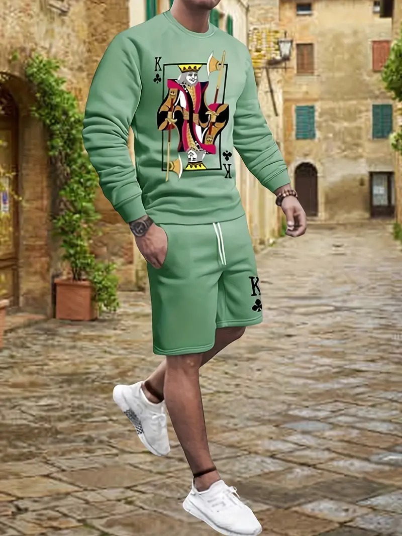 Pantalones cortos de suéter de manga larga de otoño para hombre 2024 nuevo traje casual suelto exterior ME1 ML4