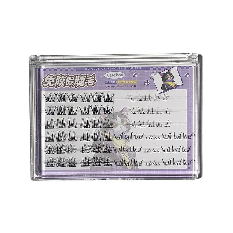 Gege bear natural curl sin pegamento, pestañas falsas sin pegamento 3 - en - 1 sin pegamento, sin desprendimiento, pestañas segmentadas reutilizadas