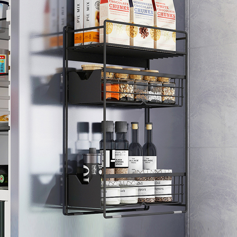 鉄製マグネット式冷蔵庫ラック多機能マグネット式洗濯機冷蔵庫収納棚多層引き出し式棚