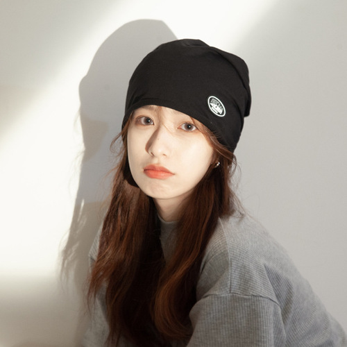 Hats for Women and Men Spring Summer Season Versatile Black Thin Lettered Cap Hat Fashion Knitted Beanie Retro Bump Headband Scarf Hat