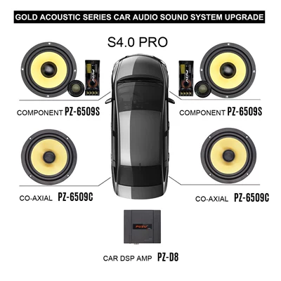 American PUZU Gold Car speaker/subwoofer - s40pro-front-and-rear-door-horn-upgrade-dsp-d8