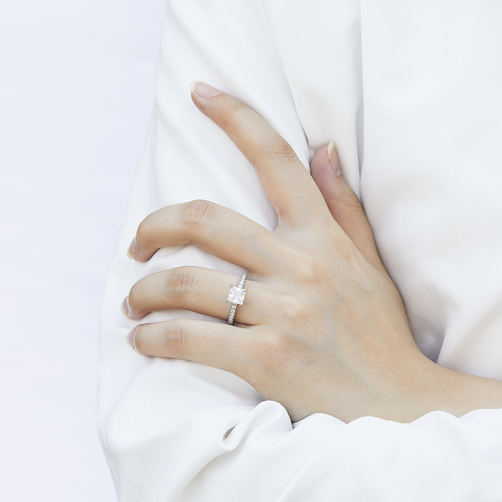 Tonglin europeo y americano nuevo anillo de Plata de Ley 925 anillo de combinación de las mujeres anillo de compromiso de boda anillo de circón al por mayor