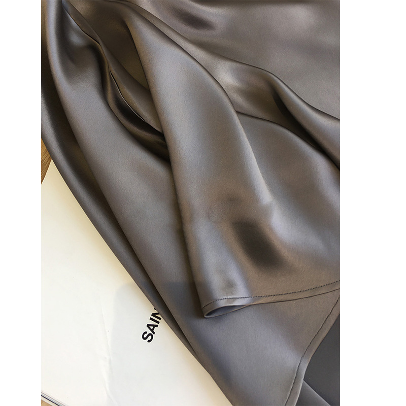 2025 春夏スイングカラーアセテートドレスミッドレングスハイエンドサテンシルキー気質女神新しいサスペンダーロングスカート