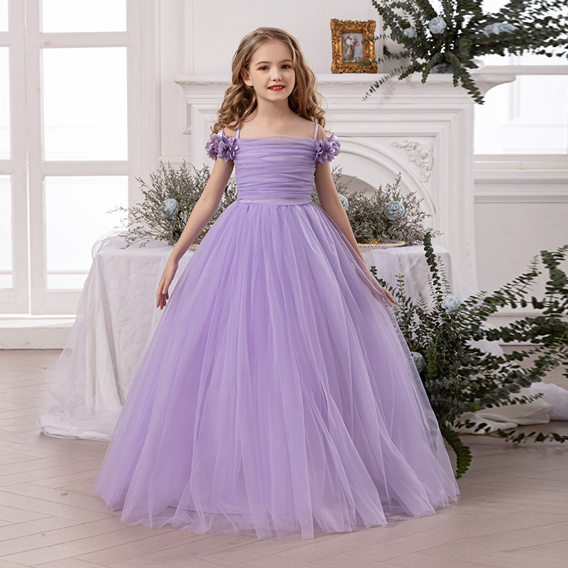 Cross-border foreign trade for purple evening dress model piano costume girls birthday ball host princess dress