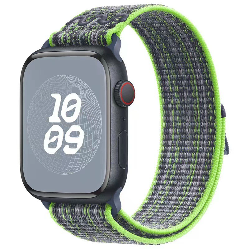 Плетёный нейлоновый браслет для часов (совместим с Apple, Nike), дышащий, размеры 20/22 мм для 38–49 мм