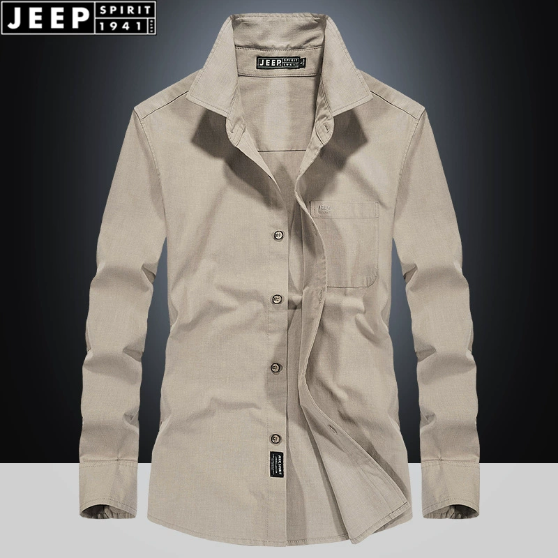 JEEP SPIRIT Мужская весенне-осенняя деловая Повседневная рубашка больших размеров с длинным рукавом модный Мужской Хлопковый топ больших размеров 3575
