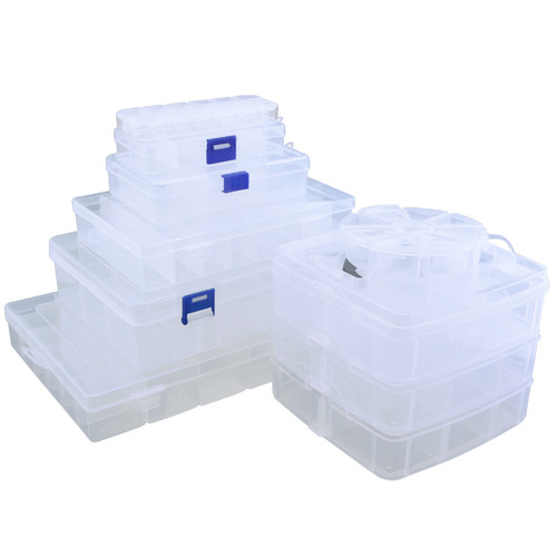 Transparent plastic storage box parts box electronic components box multi-compartment with lid small accessories tool box screw box