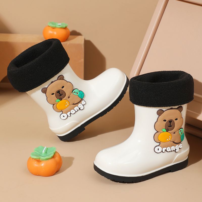 Nuevos niños capibara barril corto impermeable bebé zapatos de lluvia botas de lluvia barril medio para niños y niñas dibujos animados jardín de infantes zapatos de agua