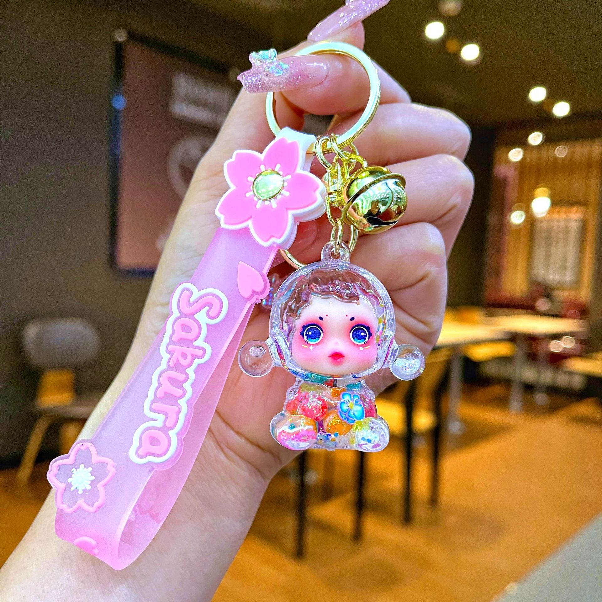 Llavero red acrílico con arena flotante