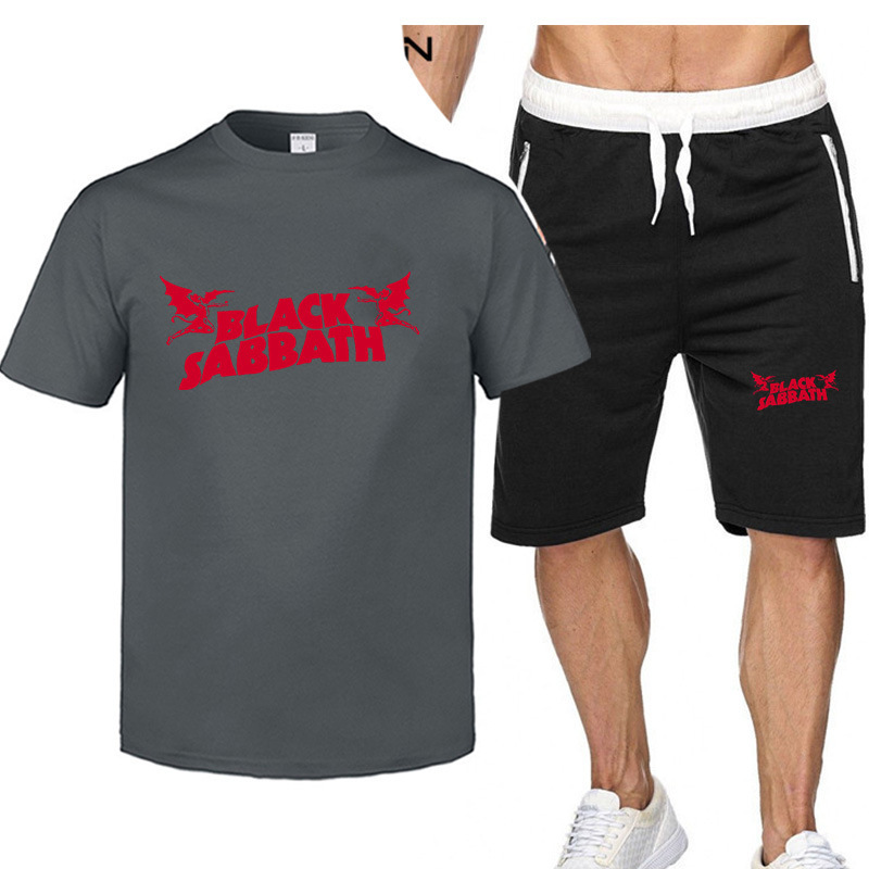 Short-Sleeved T-Shirt Suit Shorts Black Sabbath Rock European and American Classic Black Sabbath Band Heavy Metal