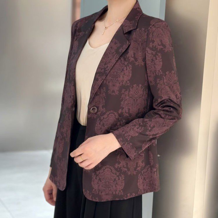Trendy and Fashionable Printed Thin Blazer for Women, Popular on Social Media, 2025 Autumn New Commuter Jacket