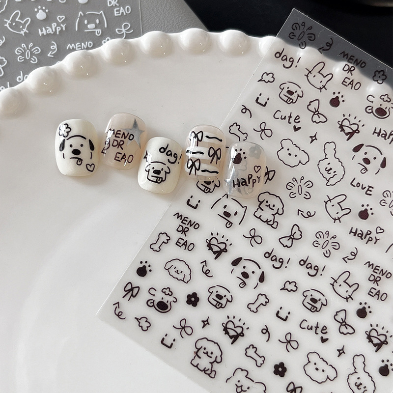 YITU Ant Figure Flat Cartoon Nail Art Sticker Bow Flower Black and White with Adhesive Nail Decoration Sticker YT4468 YITU Ant Figure Flat Cartoon Nail Art Sticker Bow Flower Black and White with Adhesive Nail Decoration Sticker YT4468