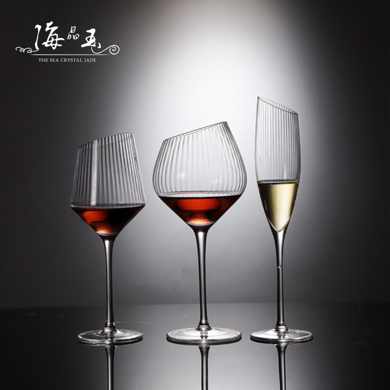 Europa vertical biselado copa de vidrio alto copa de vino de cristal copa de champagne bar copa de vino doméstico al por mayor