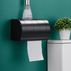 Stainless steel tissue box punch-free black roll paper box bathroom bathroom hotel engineering tissue paper box wall hanging