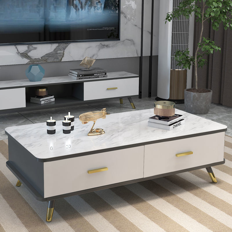 나무 커피 테이블: 회색과 흰색 대리석 100개