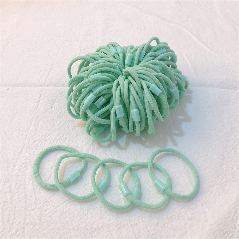 [Pequeño anillo largo con hebilla] DIY niños materiales hechos a mano cuerda de cabeza de alta elasticidad color caramelo no daña correa de cabello tocado