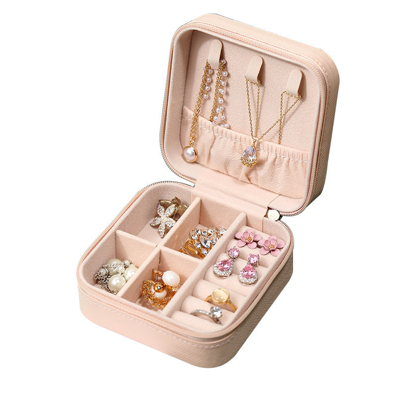 Transfronteriza mini caja de joyas portátiles pequeñas en la caja de joyas pu simple viaje collar pernos caja de joyas caja de almacenamiento