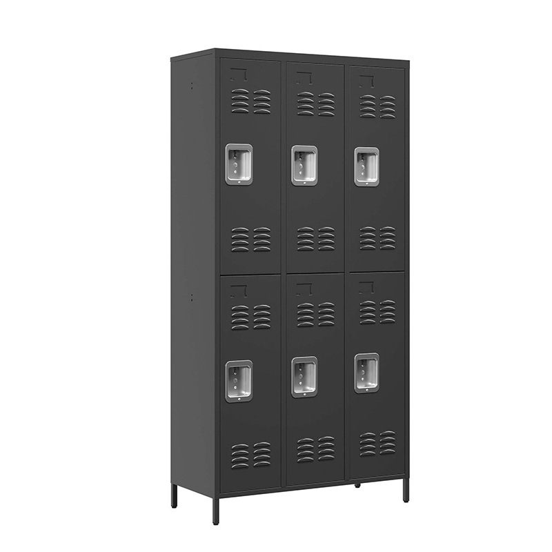 Amazon Hot Sale armario negro de seis puertas armario de acero gimnasio armario de almacenamiento oficina escuela con bloqueo armario image 6