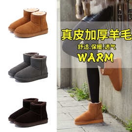 灰色雪地靴男女款2025新款冬季加绒加厚时尚百搭保暖防滑棉鞋