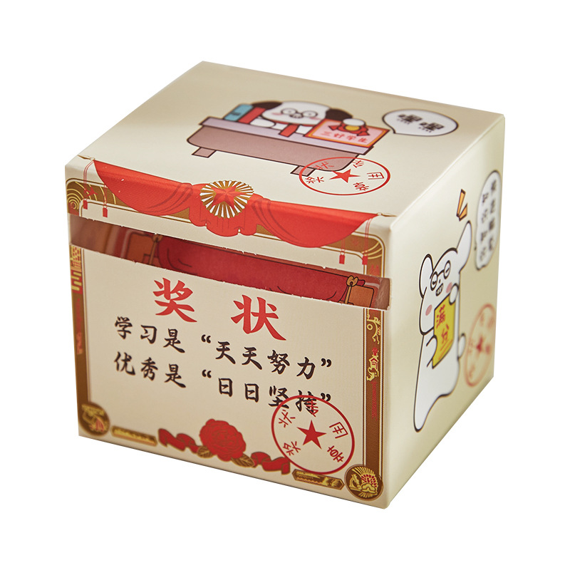 2025 nuevo certificado de mérito caja de notas adhesivas adhesivas adhesivas lindas, creativas y desgarrables, divertidas pegatinas de mensajes de alto valor