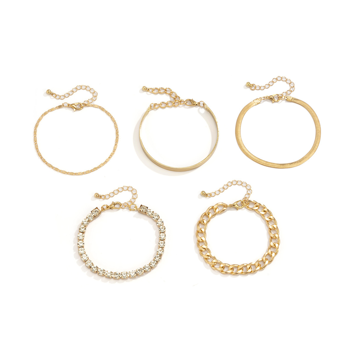 Pulsera de cadena de garra hecha a mano de cobre simple europeo y americano pulsera de traje de diamantes de imitación geométrica multi-elemento