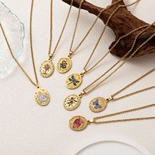 彩绘钛钢项链跨境热销蝴蝶蛇蜻蜓天鹅石榴椭圆镶钻时尚轻奢锁骨链