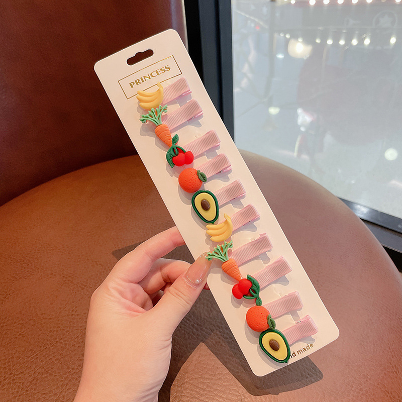 Borde de los niños de dibujos animados cubierto tela pequeña horquilla Linda niña horquilla lado flequillos clip accesorios para el cabello tocado al por mayor