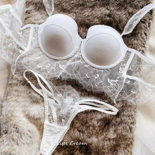 New Sexy Lace Underwear Women's Small Chest Anti-sagging Push-up Thin Soft Steel Ring Adjustable Beautiful Back Bra suit