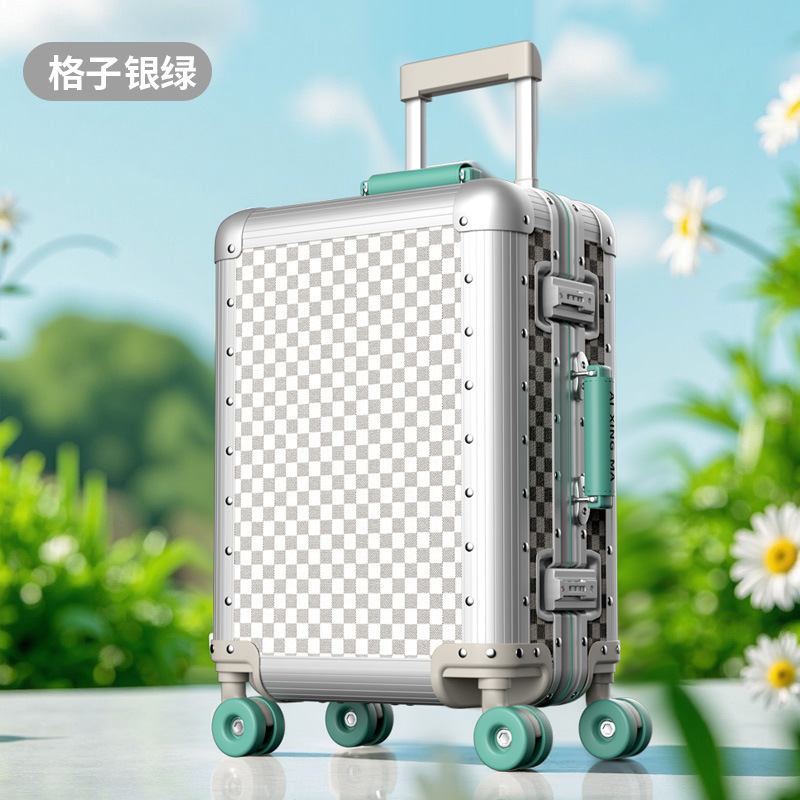 跨境新款商务出差旅行箱20寸全铝镁合金拉杆箱静音万向轮登机箱|undefined