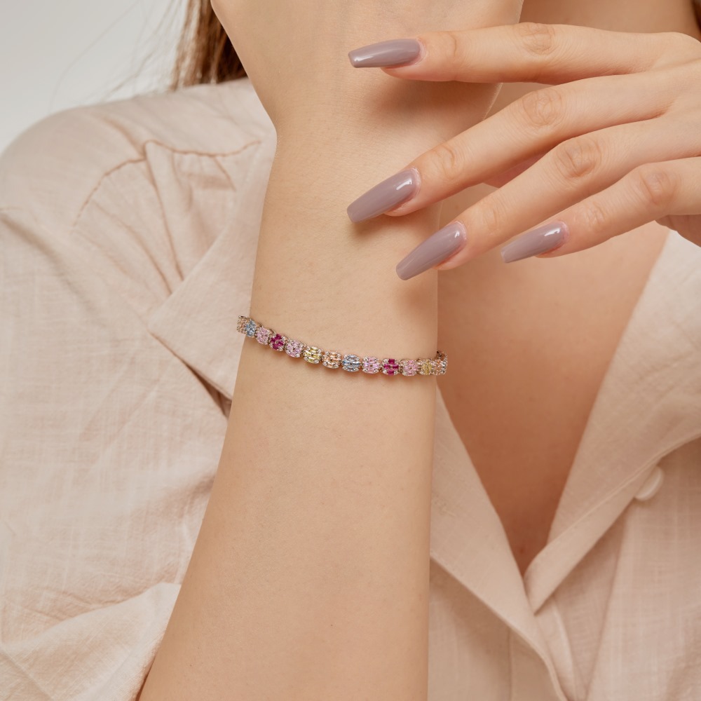 12g Weight Zircon Inlay Material Bracelets Classification 1 Piece Quantity Daily, Street Occasion 925 Sterling Silver Material Water Droplets, Heart Shape, Flower Pattern Women's Gender Inlay Design IG Style, Shiny Style 925 Sterling Silver Bracelets IG Style Shiny 4