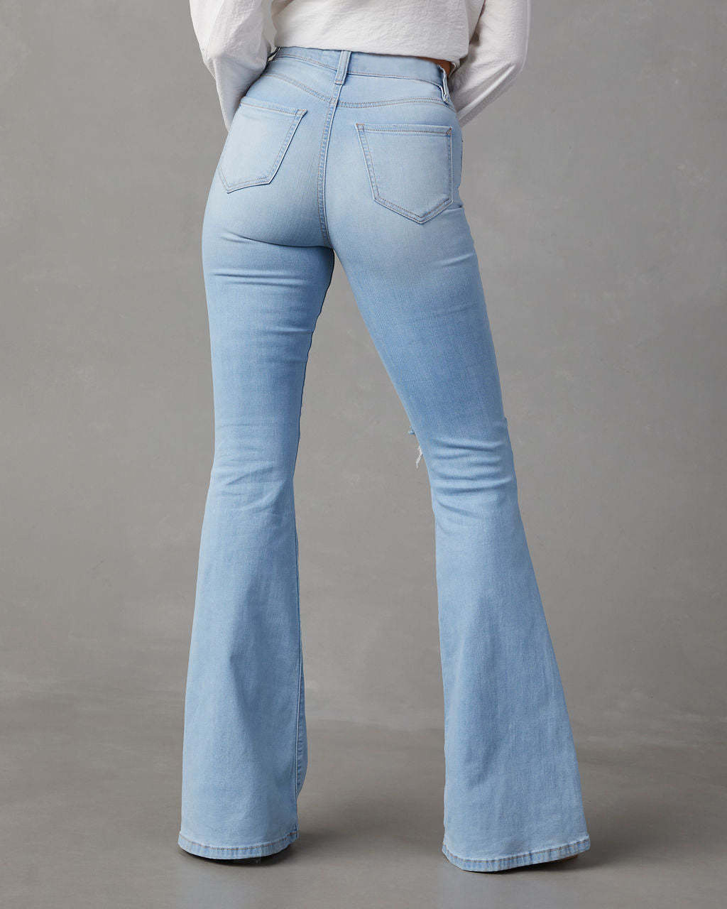 Femmes Du Quotidien Rue Vêtement De Rue Couleur Unie Toute La Longueur Déchiré Pantalon Évasé Jeans display picture 8