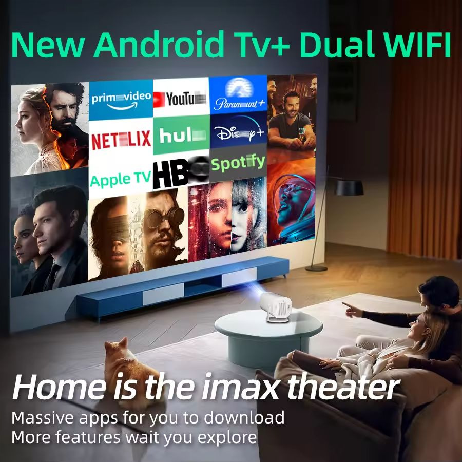 E110 Uluslararası Yeni Model 4K WiFi HD Android 11.0 5G Bluetooth Taşınabilir Ev Mini Projektör Dış Pazar