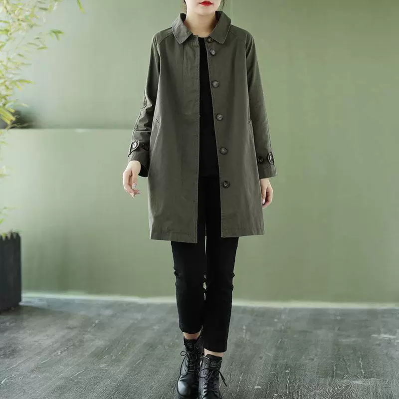Длинное осеннее trench coat, пальто, mid-length, корейский стиль, плюс размер, оверсайз