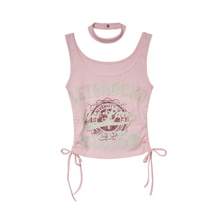 Men's Clothing American Retro Hot Girl Design Strappy Summer Women's Niche Scarf Vest Sweet and Spicy Waist Top