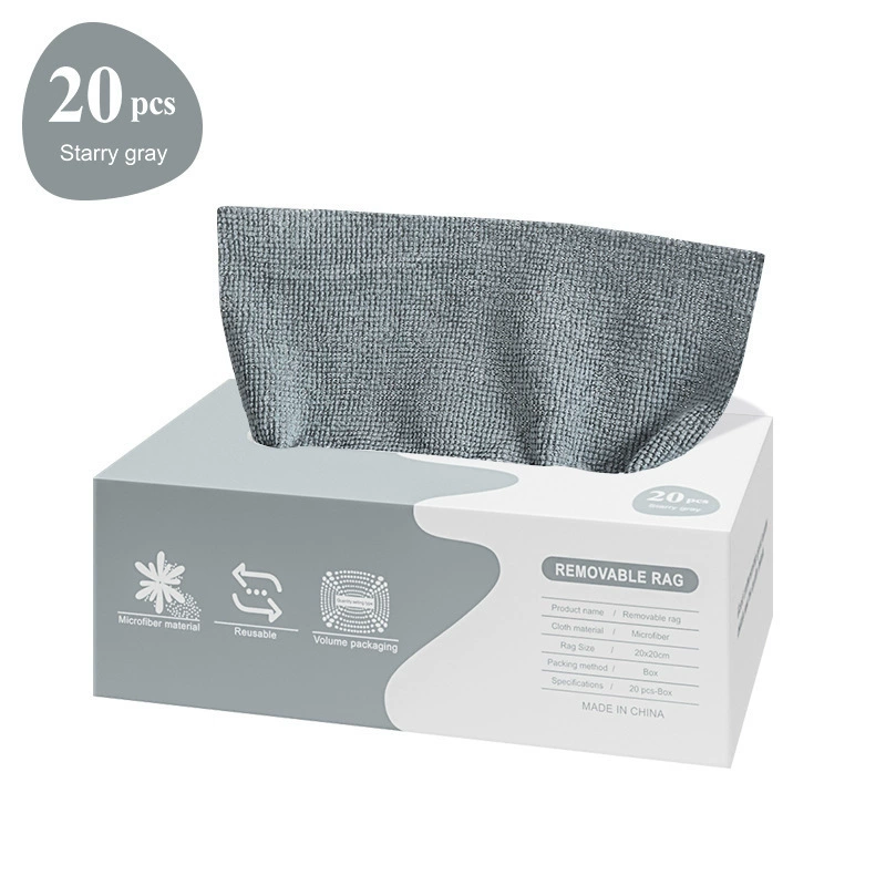 Boxed Removable Kitchen Rags, Thickened Lint-Resistant Polyester, 20×20–30×30 cm Options