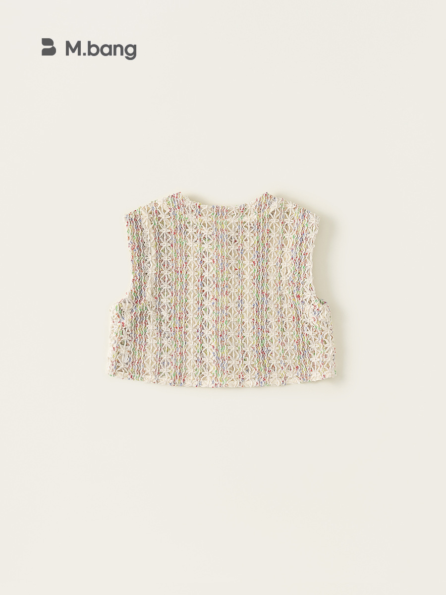 Youbao ropa para niños chaleco hueco para niñas verano nuevo estilo chaqueta de punto para niños pequeños y medianos chaqueta de chaleco sin mangas para niños