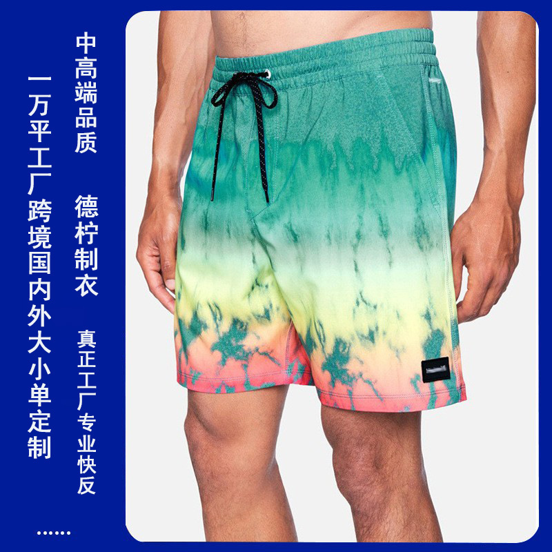 Beach Pants Customized Men's Printed European and American Sports Shorts Summer Large Size Cross-Border Tie-Dye Craft Casual Surf Pants