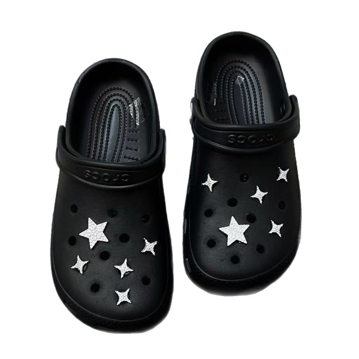 Estrellas plateadas ajuste agujero agujero perdido zapatos decorativos accesorios DIY extraíbles accesorios de flores hebillas de zapatos accesorios tridimensionales