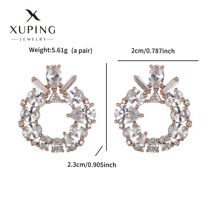Pendientes de circonio cúbico sintético con incrustaciones de lujo ligero de temperamento de moda Xuping Pendientes de estilo de diosa de alta calidad